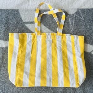 Sezane Yellow and White Striped Tote